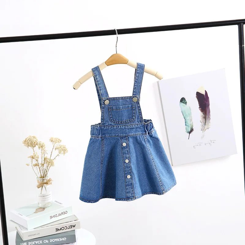 VYU Summer New Japanese Korean Style Baby Girl Strap Denim Dress Kids Slip Dresses Girls Toddler Infant Jeans Skirk Vestido