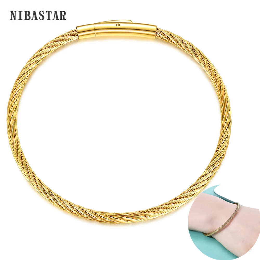 

Women Wire Rope Bracelet Handmade Braided Simple Style Fashion Bangle Stainless Steel Line Bracelet Men Women Jewelry Party Gift