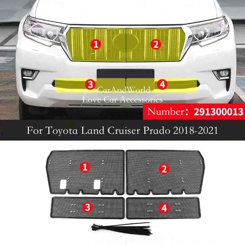 Front Grilles Insert Net Protective Head Mesh Cover Car Accessories For Toyota Land Cruiser Prado 2004-2013 2014-2017 2018-2022