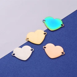 Fnixtar Stainless Steel Mirror Polished Heart Love Charms Connectors For Women Necklace Bracelet DIY 10piece/lot