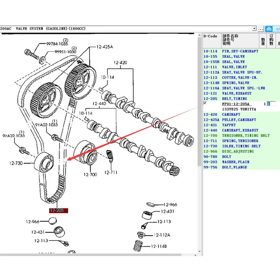 Car accessories engine timing belt FP01-12-205 133YU25 for Mazda 323 family BJ 1998-2005 1.8 FP Premacy CP Haima 3 483Q 479Q