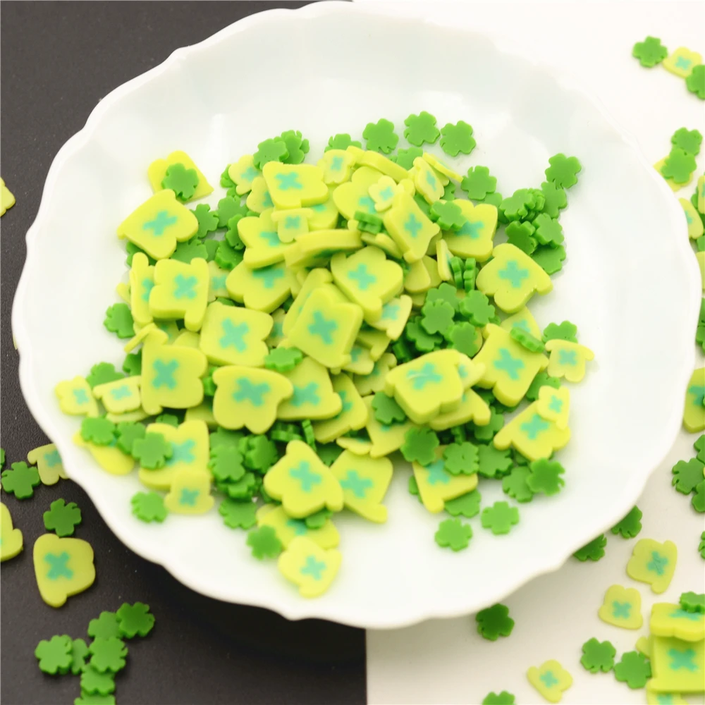 

500g 5/10mm Hat Clover Mix Polymer Hot Soft Clay Sprinkles Colorful for DIY Crafts Tiny Cute Accessorie