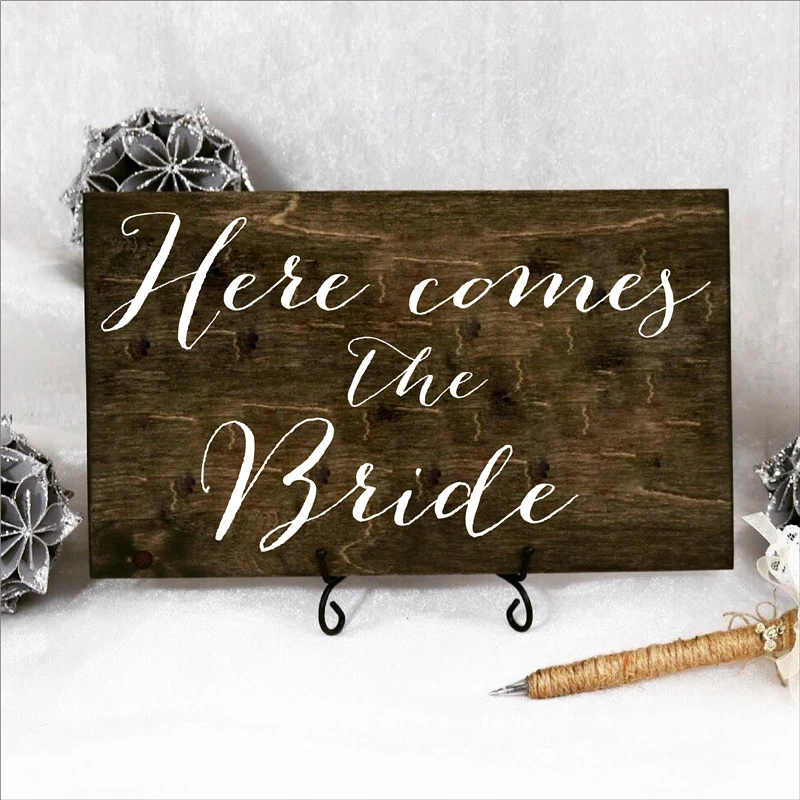 Wedding Here comes the Bride Sign Ringer Bearer, Flower Girl Wedding Stickers Vinyl Removable Waterproof decal