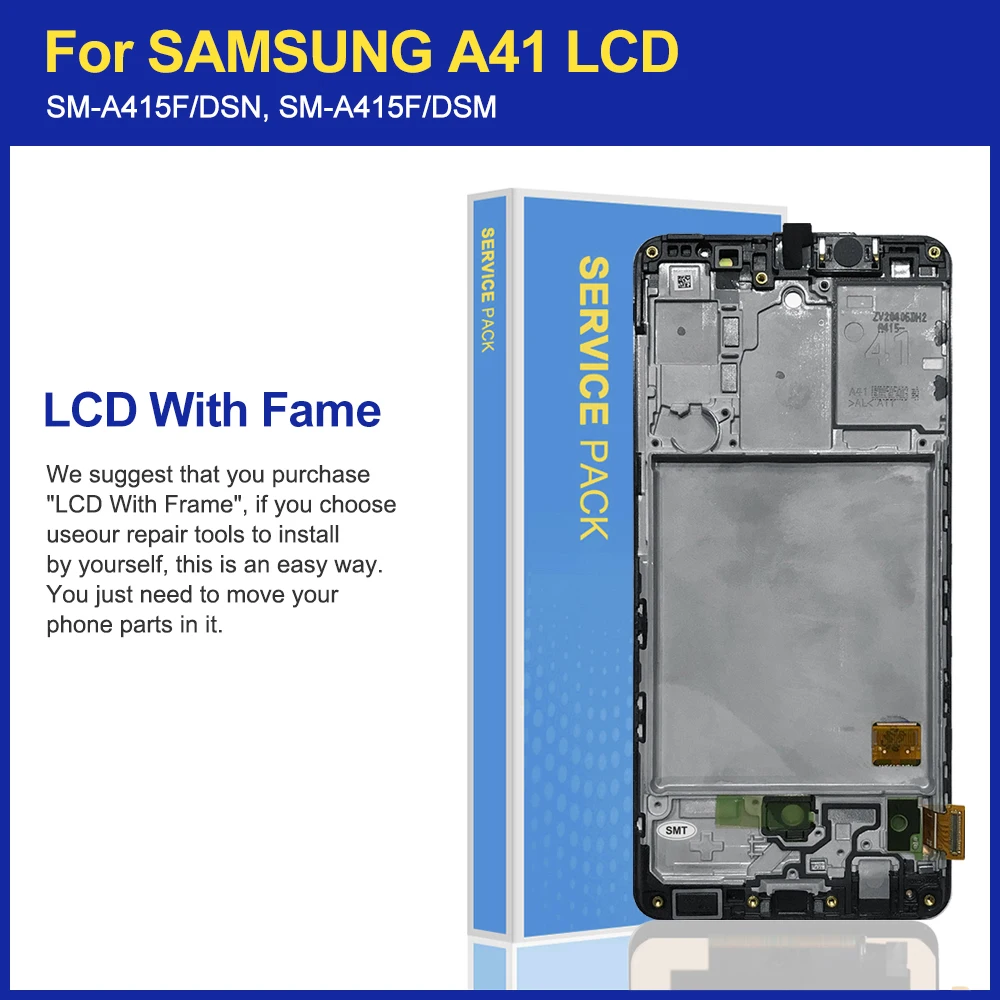 100% Test For Samsung Galaxy A41 SM-A415F A415 LCD Display Touch Screen Digitizer Assembly Replacement Parts For Samsung A41 lcd