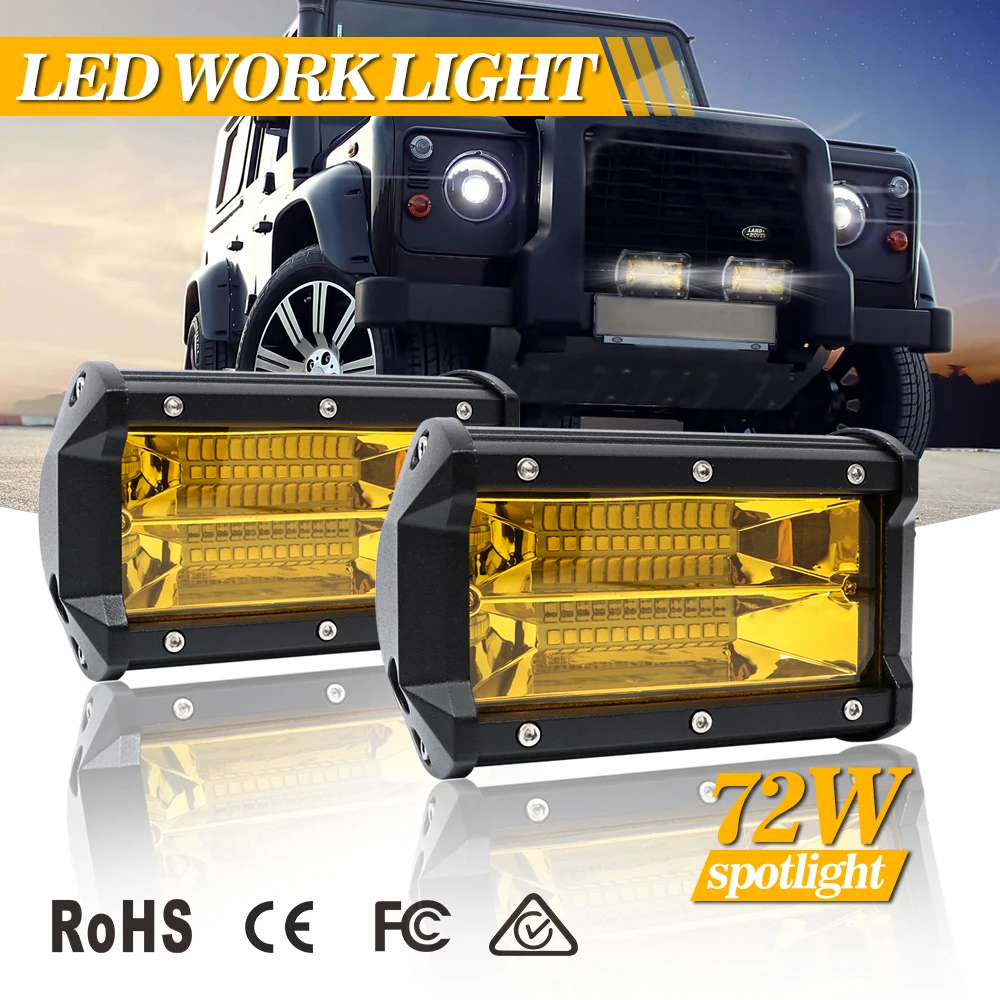 72W 3000K Car Light Bar Slim Barra Led Auto Offroad 4x4 atv suv Ramp Lightbar Automovil Working Lights Moto ledbar 12V 6000LM