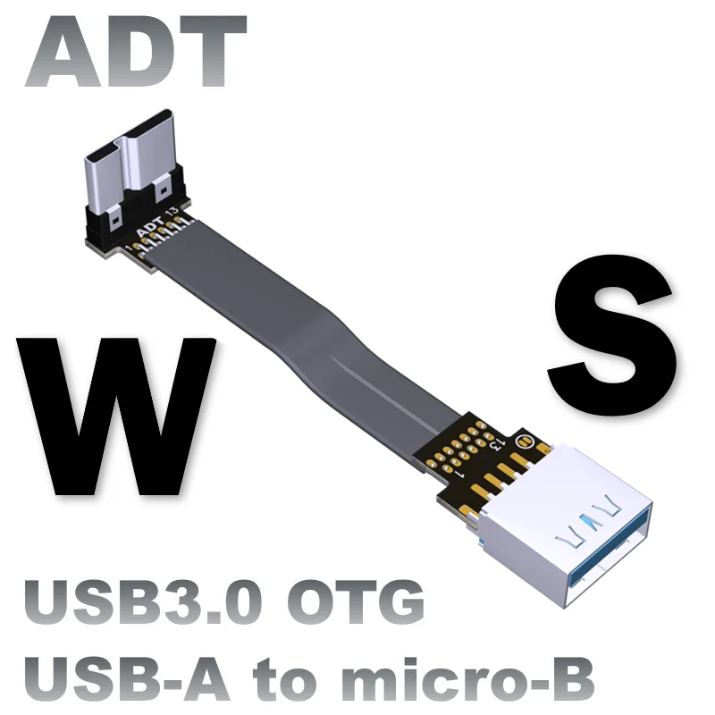 Flexible Flat Ribbon Cable Aerial FPV PTZ USB 3.0 Micro-B to Type-A OTG Elbow Male to Female FFC Cable for PC AV Multicopter