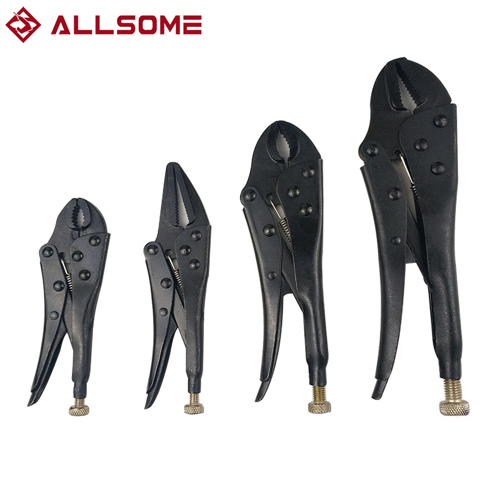 

ALLSOME 4PCS Different Jaws Pliers Set High Temperature Heat Treatment Locking Pliers Curved Jaw Pliers Long Nose Hand Tool