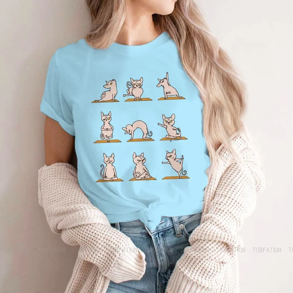 Yoga Cute Girls Women T-Shirt Canadian Sphynx Cat Blusas Harajuku Casual Short Sleeve Vintage Oversized Tops