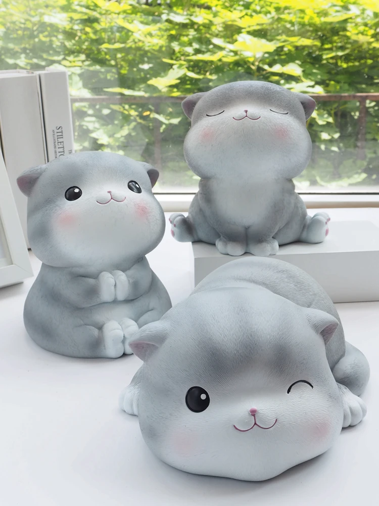 Gato bonito dos desenhos animados em forma de caixa de moeda brinquedo para crianças adorável mealheiro interior decoração casa caixa de poupança de dinheiro crianças brinquedo zl571