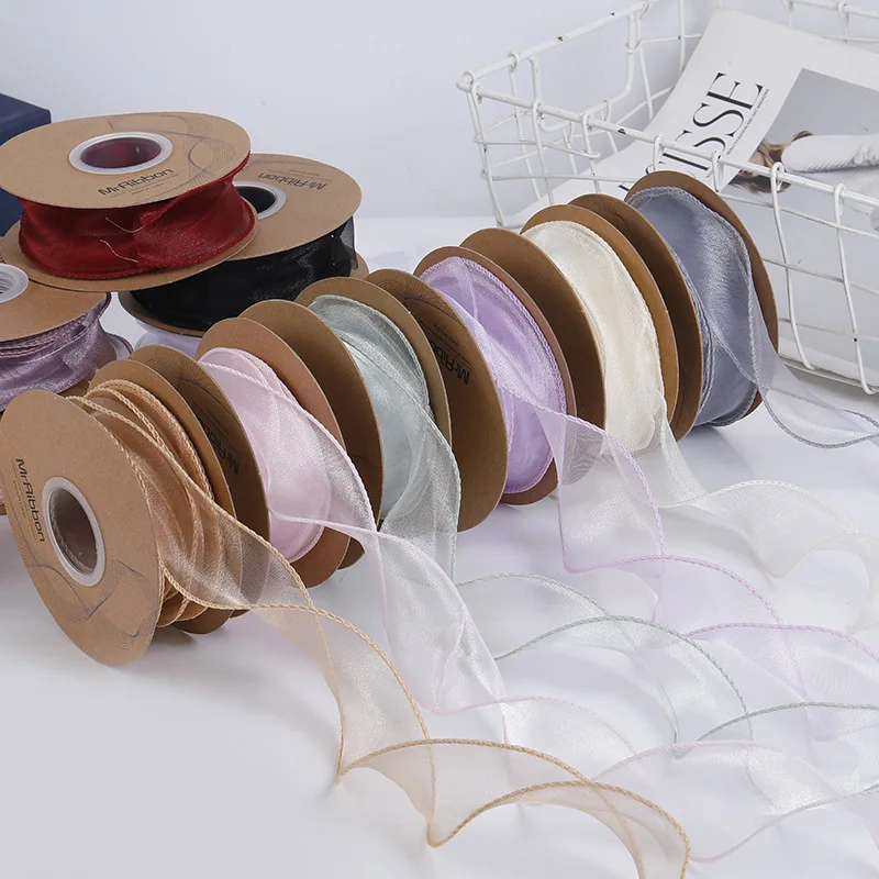 

Plain Fishtail Yarn Ribbon Bouquet Packaging Material Flower Baking Lace Ribbon Wave Chiffon Yarn Gift Strap