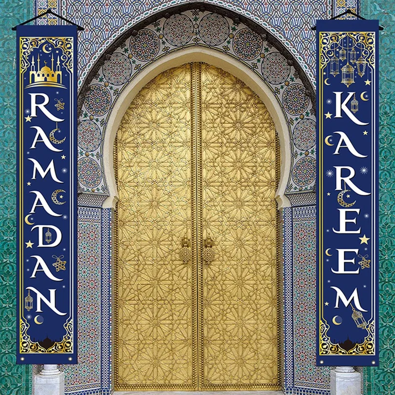 Bannière de porte pour l'Aïd Moubarak, décoration du Ramadan pour la maison, décor de fête musulmane islamique, cadeaux de l'Aïd Adha, décoration du Ramadan Kareem, 2025