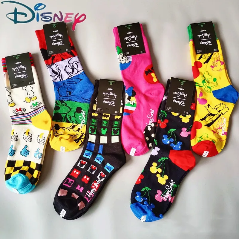 Anime Figure Disney Long Socks Mickey Anime Women\'s Print socks Minnie Cute Cartoon cotton Fashion Funny Girls Sports Socks Gift