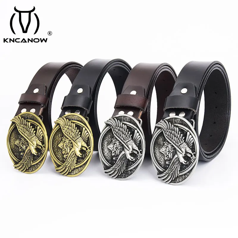 Designer Luxury Belts Men High Quality Black Really Leather Belt Male With Big Eagle Buckle Metal Western Cowboy Strap For Jean