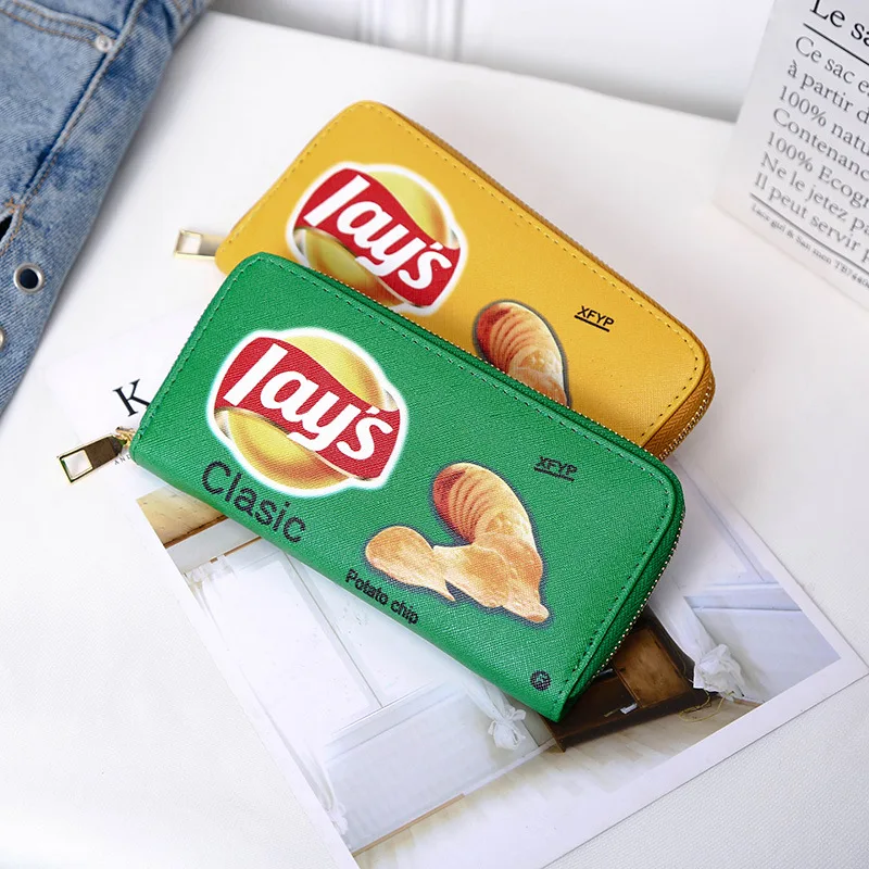 2020 New Women\'s Wallets Funny Potato Chips Wallets Ladies Casual Mid-length Multi-card Pocket Wallets Fashion Women\'s Bags