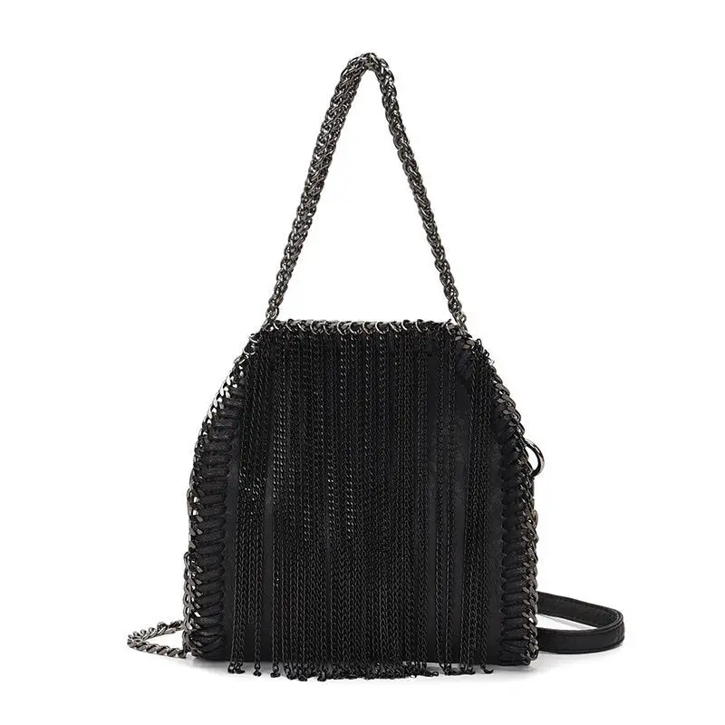 

Vintage Fashion Cool Punk Designer Small Flap Bag Bags Women's Handbags 2021 New Metal Fringe PU Leather Women Shoulder Bags