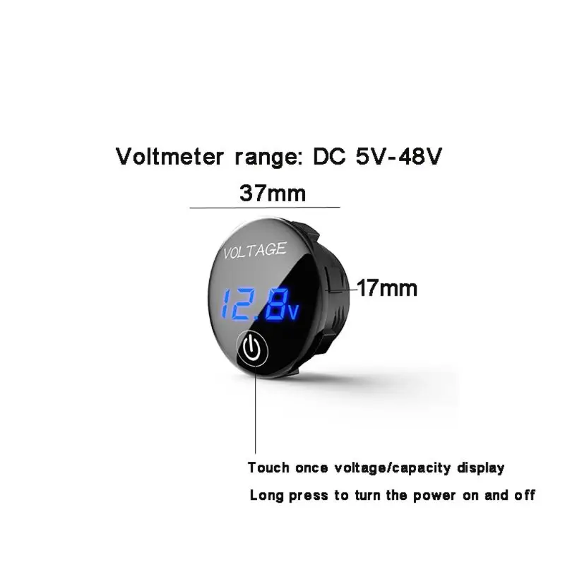 Car Motorcycle DC 5V-48V LED Panel Digital Voltage Meter  Battery Capacity Display Voltmeter with Touch ON OFF Switch image 5