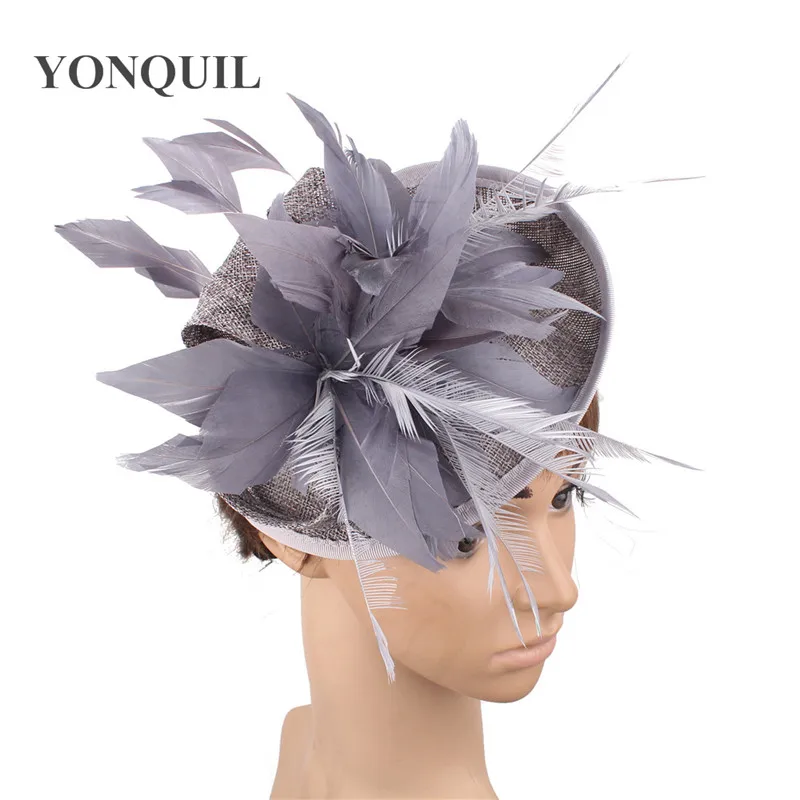 

Fancy Feathers Flower Fascinators Hats Ladies Elegant Women Weadwear Headbands Church Occasion Race Imitation Sinamay Headpiece