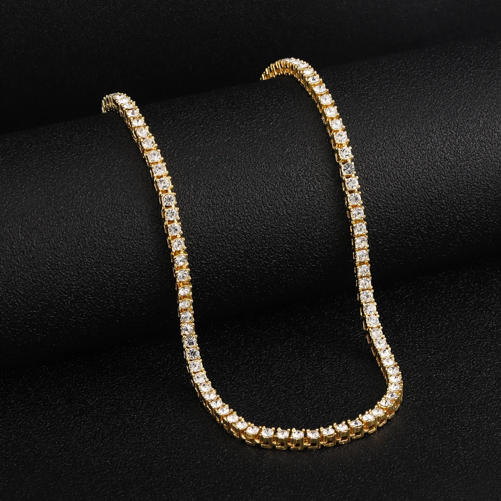 2024NEW Men Neck Chains Cuban Link Chain Women Tennis Chain Miami Curb Necklace Gold Color Rope Chokers Long HipHop Jewelry Gift