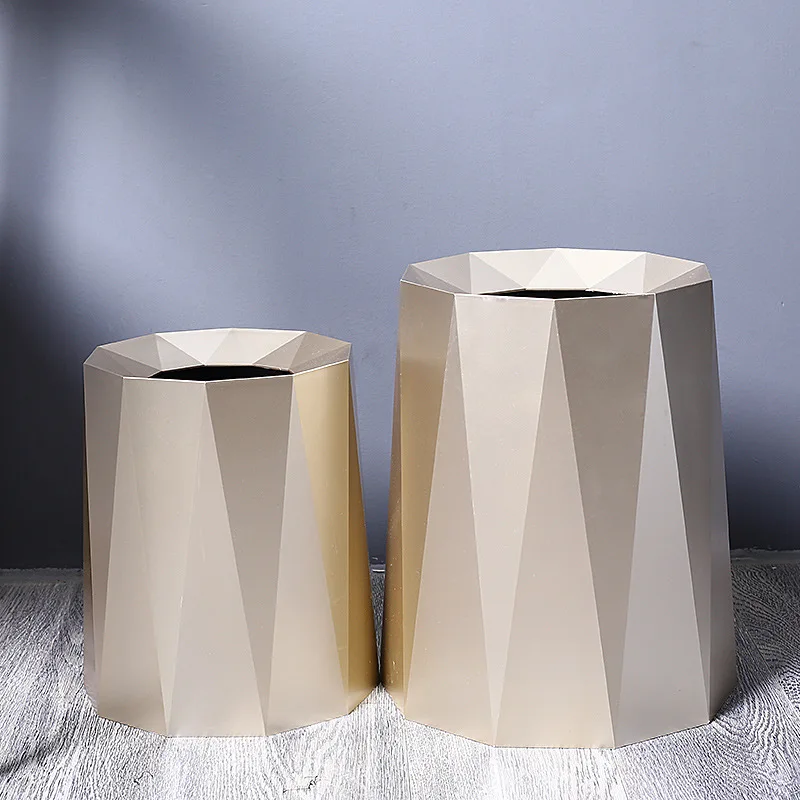 Nordic Luxury Trash Cans Large Capacity Coverless Garbage Bins Creative Living Room Bedroom Waste Box Simple Home Office Storage