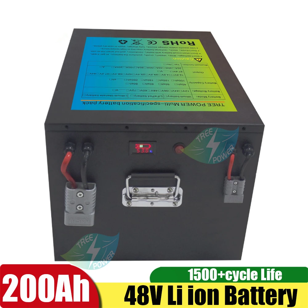 BMS付きソーラーリチウム電池,エネルギーパネル用インバーター,充電器,48V, 100Ah, 200Ah,夜の耐久性,10kw