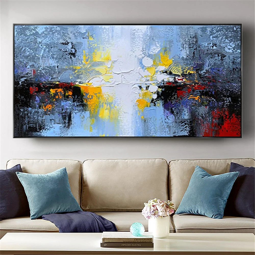 

Hand Painted Landscape Wall Decor Picture Abstract Knife Horizon Scenery Texture Oil Painting Canvas Wall Art Artwork