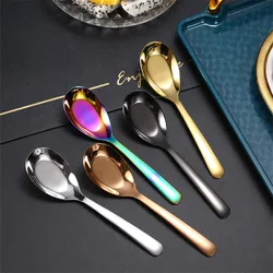 3 Sizes Stainless Steel Spoon Household Tableware Rice Soup Ice Cream Spoons Ladle for Kids Tablespoons Kitchen Utensils