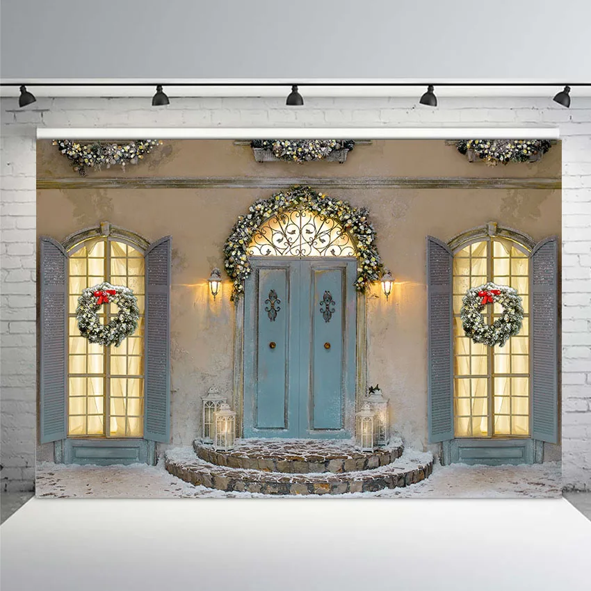 Christmas Photography Backdrop Christmas Tree Palace Stairs Decoration Photo Background Studio Photographic Backdrops Props