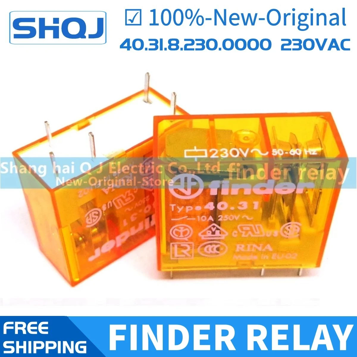 5PCS FINDER RELAY 40.31 24VDC 230VAC 40.31.9.024.0000 40.31.8.230.0000 40.31.7.024.0001 12A 8PIN 1CO 100%-new-original