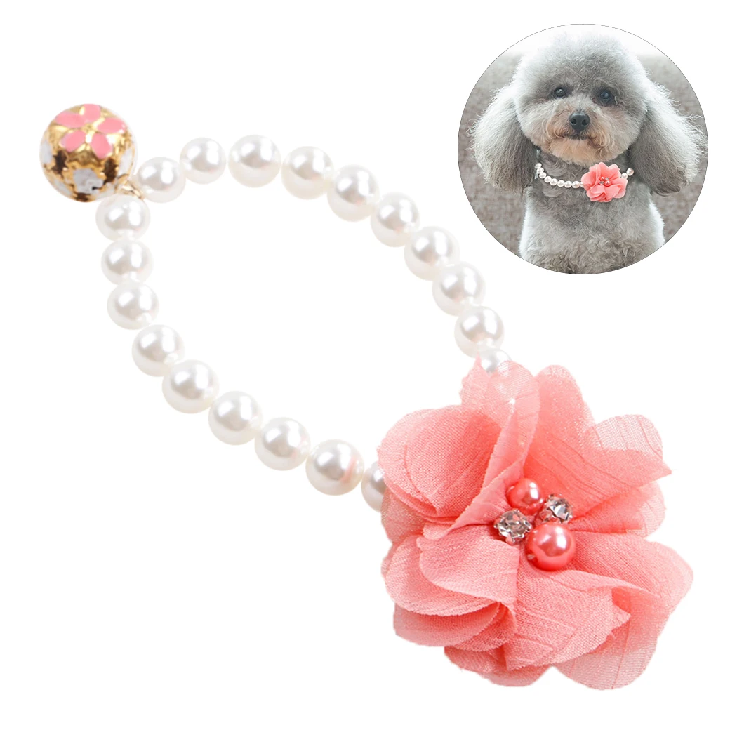 Collar de perlas de princesa para mascotas, accesorios para cachorros, perros, gatos, animales pequeños, joyería de boda, productos para pequeños