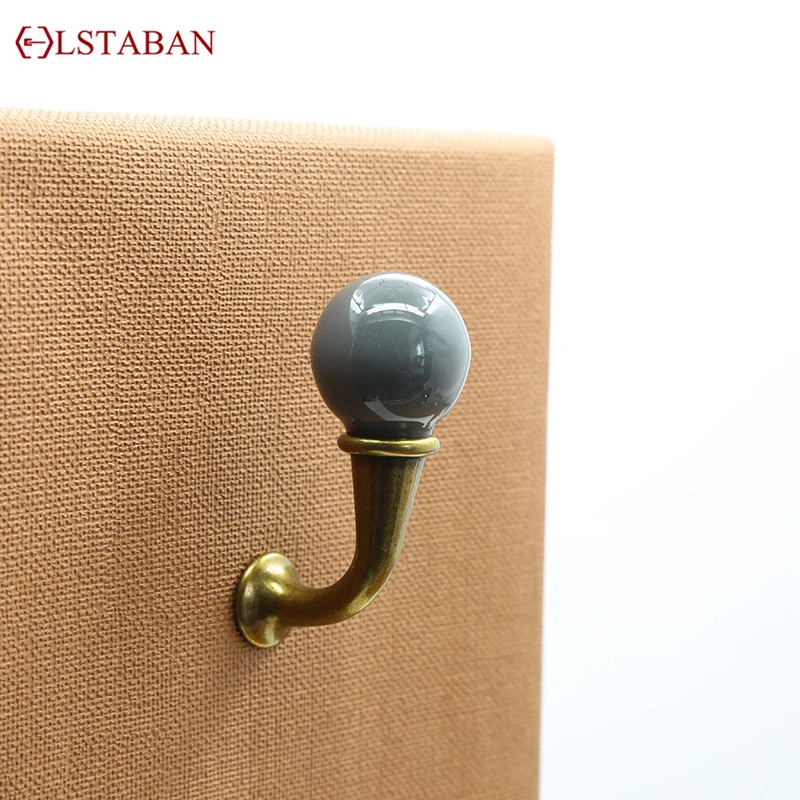 LSTABAN Antique Interior Cloakroom Bathroom Bedroom Furniture Accessories Zinc Alloy Ceramic Creative Single Double Row Hook