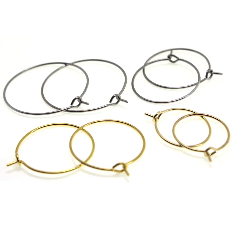 

20pcs/lot 316 Stainless Steel Gold Plated Hoops Earrings Findings Big Circle Hoops Loop Ear Wire Earring Hook for Jewelry Making