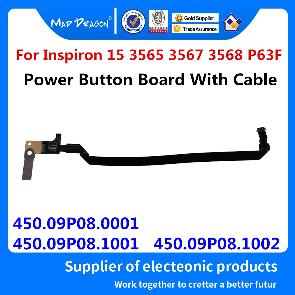 New original Power Button Board With Cable For Dell Inspiron 15 3565 3567 3568 P63F 450.09P08.0001 450.09P08.1001 450.09P08.1002