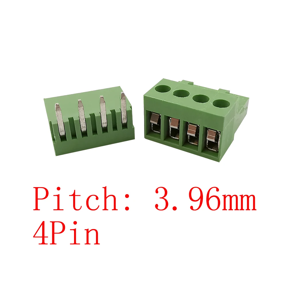 10Pcs/Lot HT3.96mm 2-10Pin PCB Screw Terminal Wire Connectors Pitch 3.96MM Right Angle 2-10P Plug Socket Terminal Block Adapter