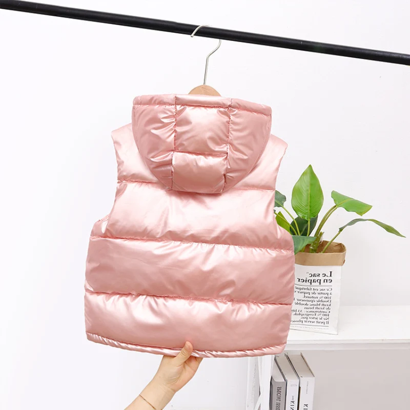 Chaleco de plumón para niños y niñas, chaqueta gruesa bonita y cálida para exteriores, cárdigan para invierno y otoño, 2023