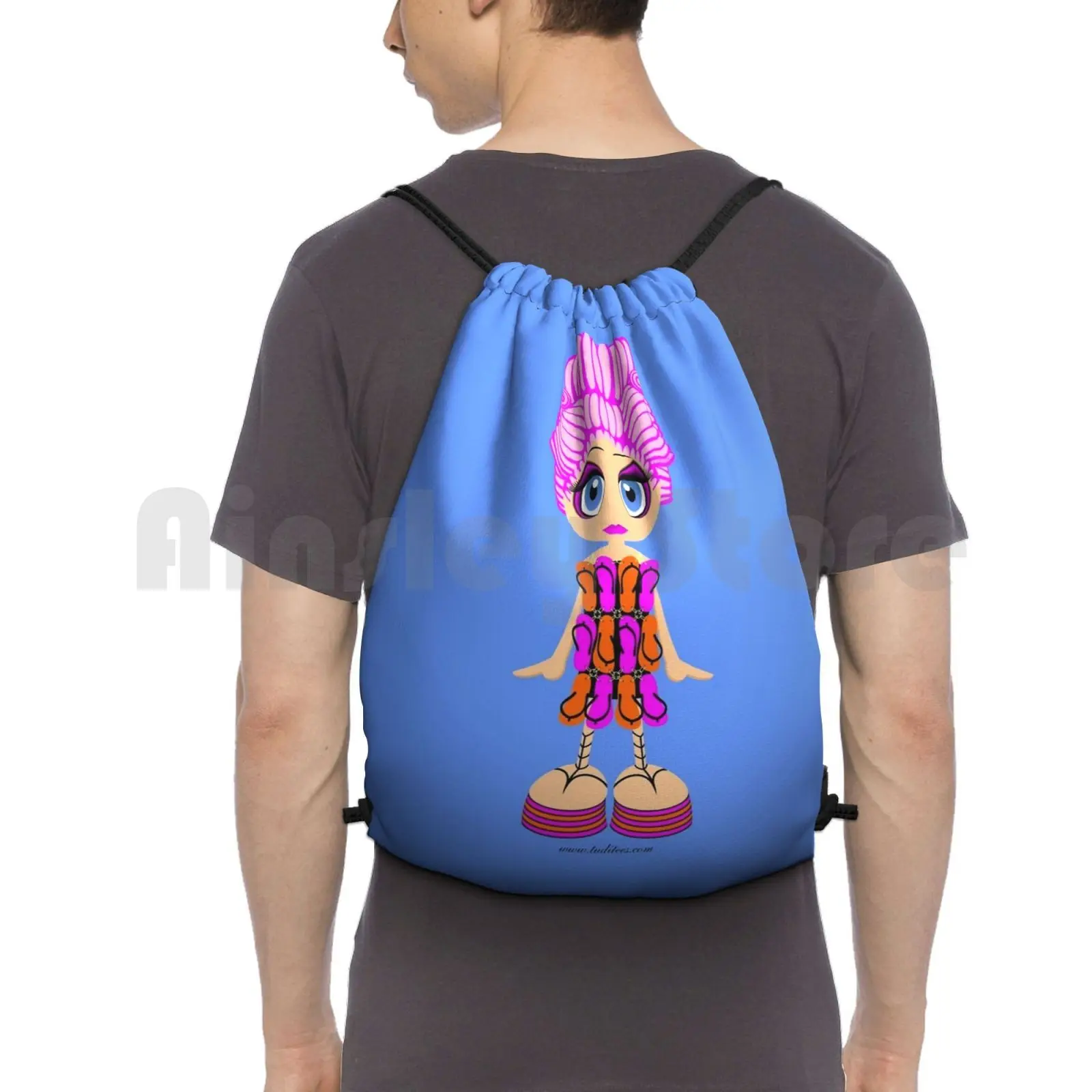 Flip-Flop Dress Doll Backpack Drawstring Bag Riding Climbing Gym Bag Flip Flop Doll Priscilla Queen Desert Flipflop Movie