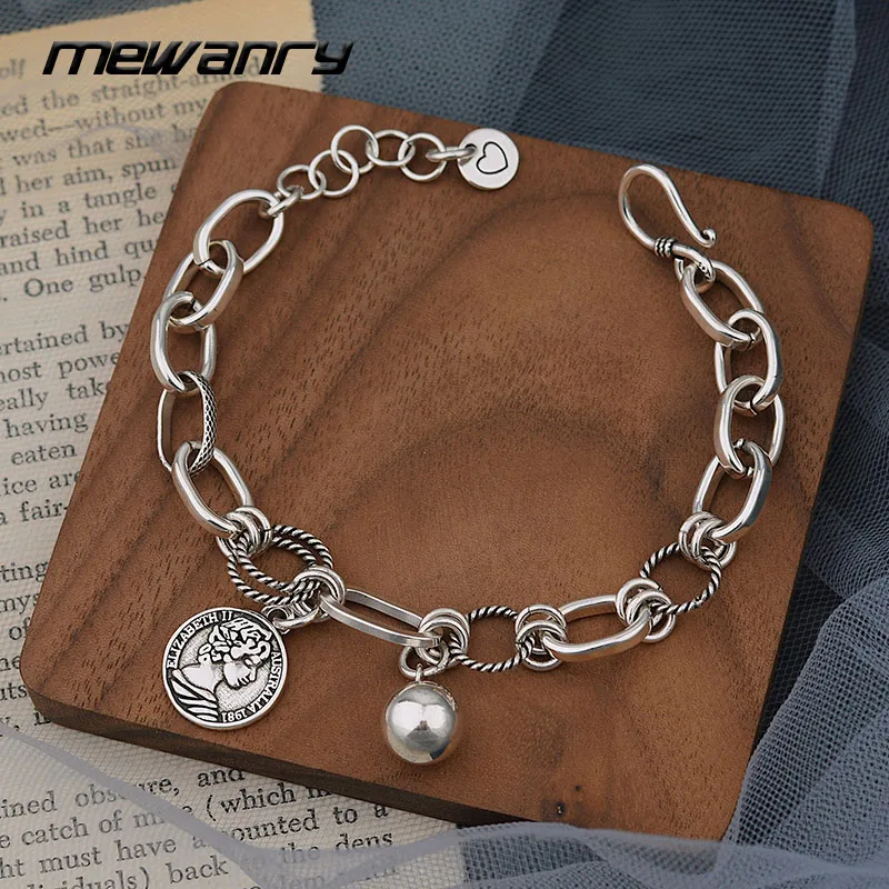 Mewanry Silver Color Portrait Small Round Bead Bracelet New Fashion Vintage Punk Party Jewelry Gifts for Women Wholesale