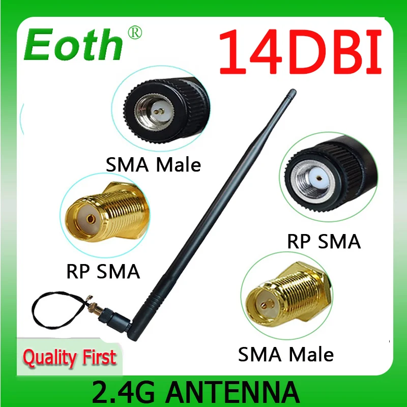 EOTH 2.4G Antenna for wifi 14dBi SMA FeMale Connector PBX 2.4ghz antenna 2.4g  Booster 21cm 1.13 Pigtail Cable