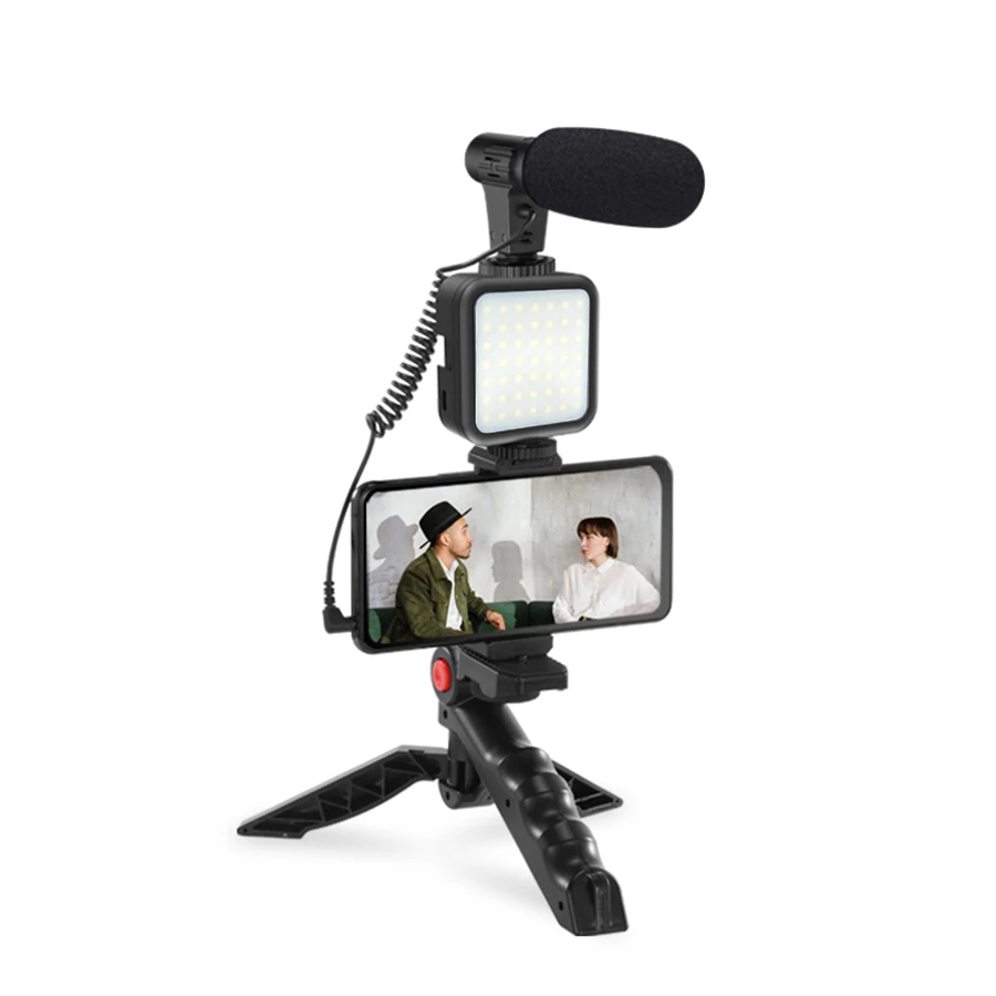 Smartphone vlogging kit equipamento de gravação vídeo com tripé luz preenchimento do obturador para o telefone da câmera youtube conjunto vlogger kit