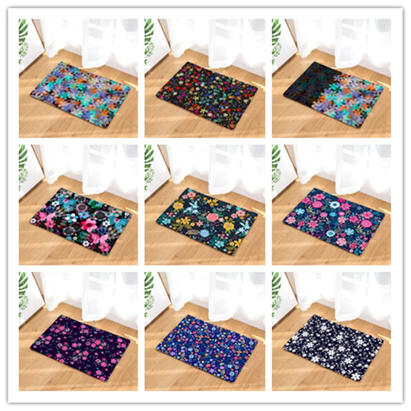 New Flower Print Carpets Non-slip Kitchen Rugs for Home Living Room Floor Mats 40x60cm