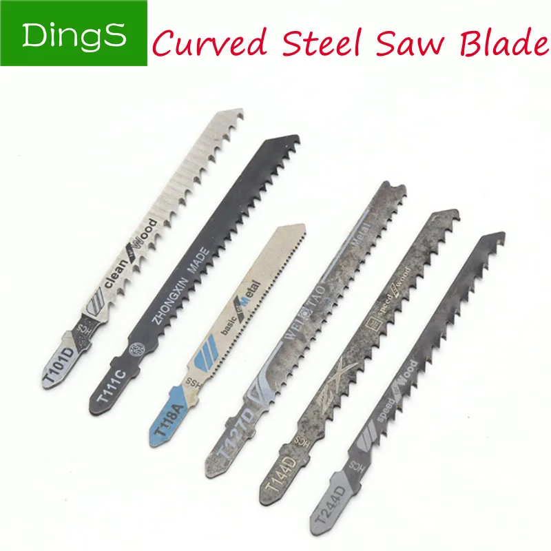 

5pcs Alloy Steel T-Shank Jig Saw Blades Thick Teeth Woodworking Hard Wood Metal Curve Reciprocating Saw Blade Set Cutting Tool