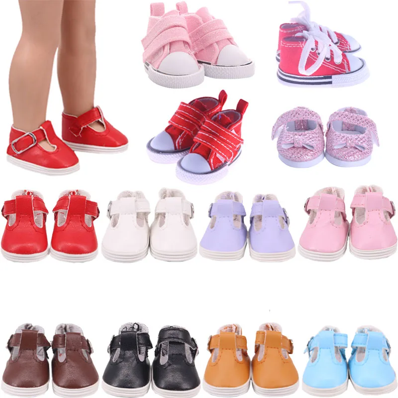 Doll Clothes Shoes 5 CM Shoes Hollow Button Flat Shoes For 14 Inch Dolls Doll Accessories For  Girl`s Toy Gifts