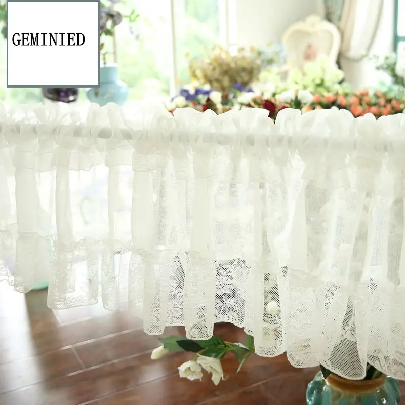 Short Tulle Curtains for Kitchen Finished White Floating Tulle Sheer Yarn Curtain Rod Pocket for Cabinets Short Curtain for Cafe