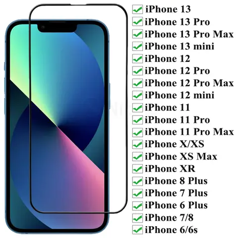 Pełna osłona ze szkła hartowanego do iPhone'a 13 12 11 Pro Max Pełne szkło ochronne do iPhone'a XS Max XR X XS 8 7 6 Plus 6s Glass