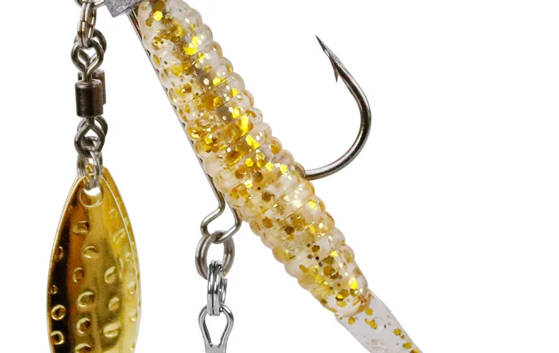 Fischform-Jigkopfhaken, einzelner Drillinge, kräftige Haken, Stachelköder, Teslon, 7 g, 10 g, 17 g, mit Rotationsspinner, 1 Stück im Angebot – Detail 13