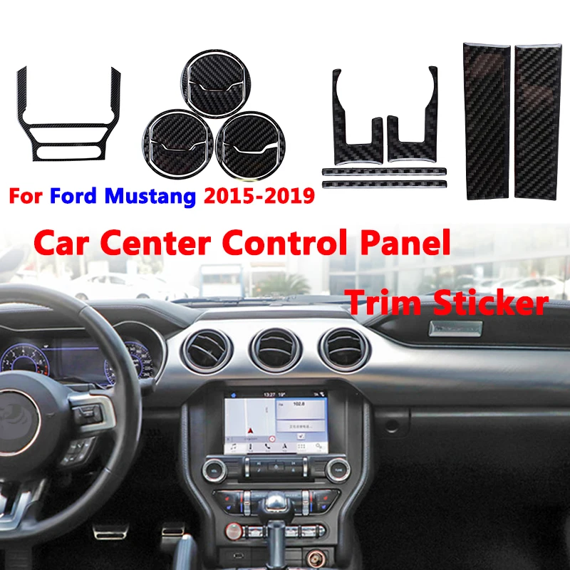 

Real Carbon Fiber Sticker Car Center Control Panel Trim Cover Fit For Ford Mustang 2015-2018 2019 Decorative Accessories