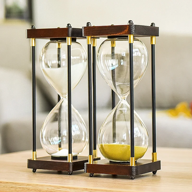 Colored Sand Timer Hourglasses Wooden Base Hourglass 30 Minutes Luxury Anti-fall Hourglass For Kids Creativity  Desk Accessories