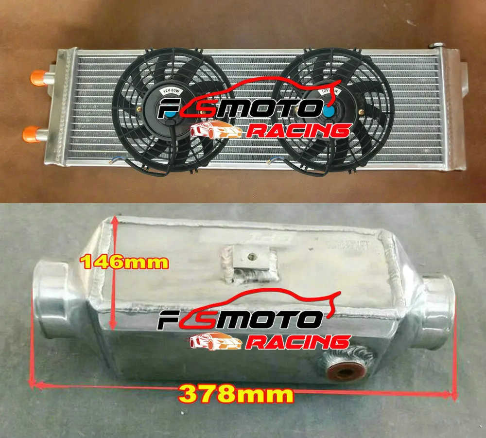 

FMIC Universal Aluminum Liquid Heat Exchanger & Water To Air Intercooler Turbo 13.75"x4.75"x4.25" & 21"x6.6"x2.25" OR WITH FANS