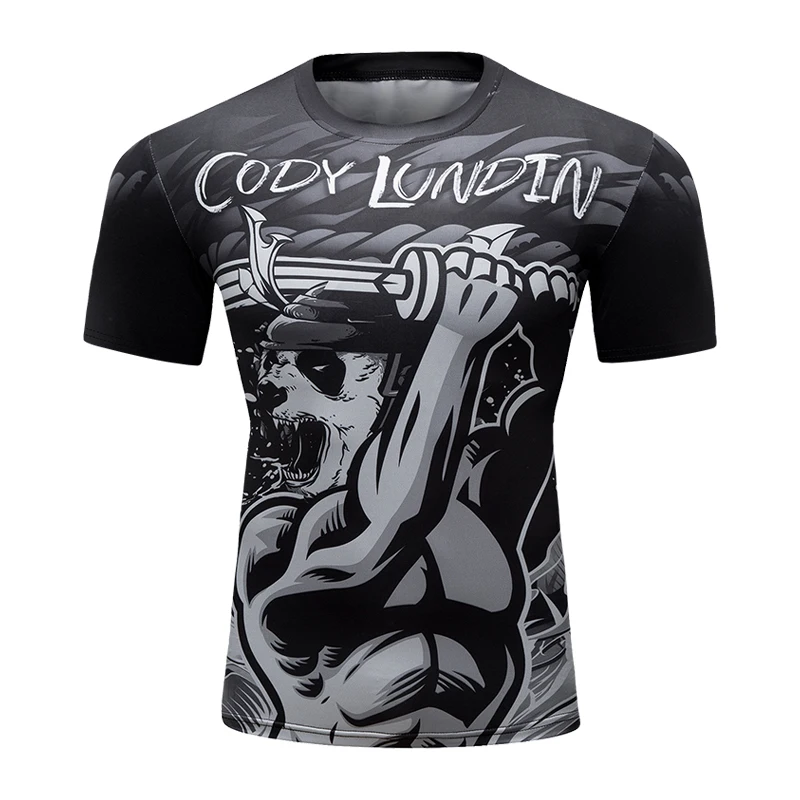 Cody Lundin Anime Rashguard Funny Men's Compression Top Custom Brazilian Brazil Coast Guard Boxy Tee Muscular MMA Fight Wear