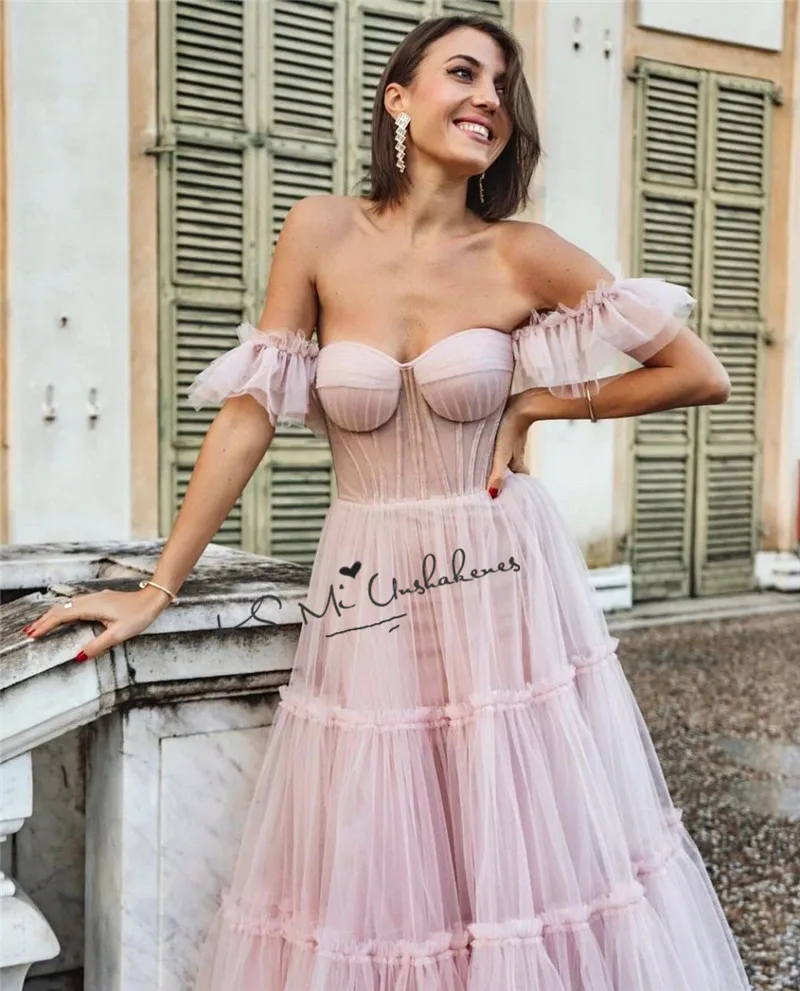 Vestido de fiesta Rosa plisado, largo hasta el té, corpiño, talla grande, formato, 2021