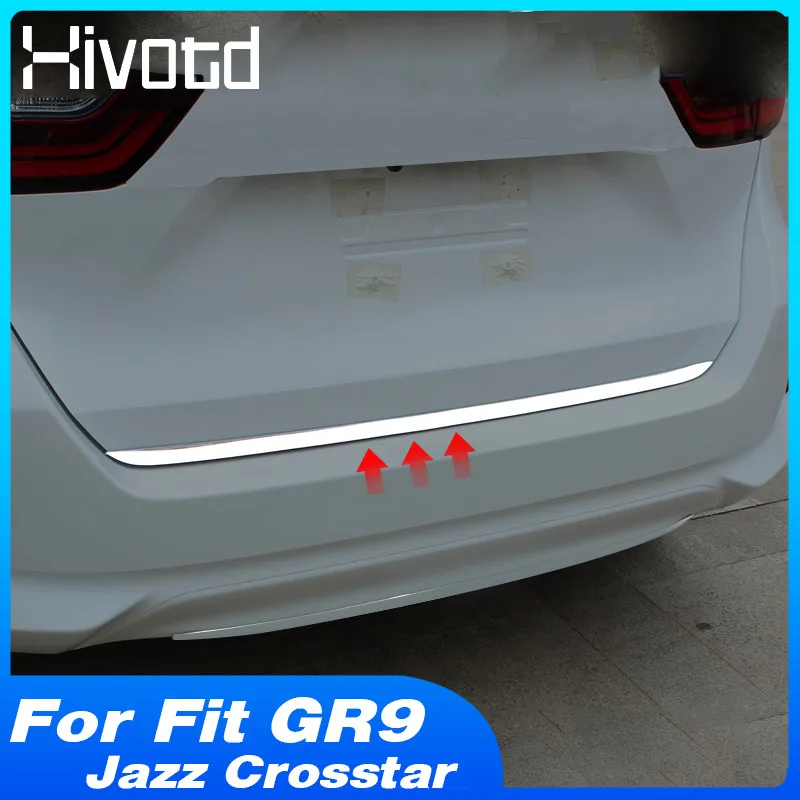 Car Rear Door Stainless Steel Back Trunk Tailgate Cover Exterior Decoration Car Accessories For Honda Fit GR9 Jazz Crosstar 2021